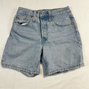 Levi Strauss & Co 501 Denim Shorts Women Size 24 Light Wash Distressed Jorts